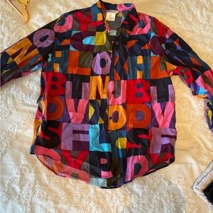 Vintage ESPRIT Colorful Alphabet Print Shirt
